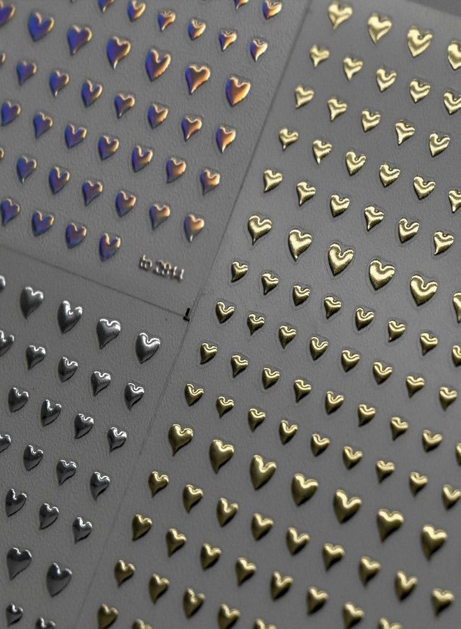 Metallic Heart Nail Art Stickers - 5D Silver Liquid Alloy Design, Self Adhesive Nail Art Decals for Nail Art Decoration,Valentines Silver Heart Back Glue Nail Stickers for Women - Image 3