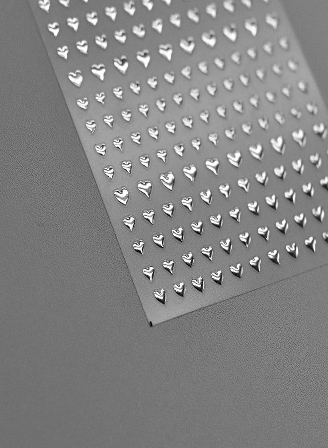 Metallic Heart Nail Art Stickers - 5D Silver Liquid Alloy Design, Self Adhesive Nail Art Decals for Nail Art Decoration,Valentines Silver Heart Back Glue Nail Stickers for Women - Image 4