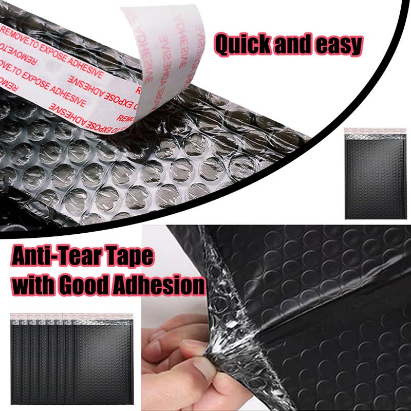 xlehoely 50 PCS Bubble Mailers, Black Poly Padded Envelopes, Waterproof Shipping Bags, Self Seal Cushion Envelopes for Mailing, Shipping, Packing, Small Business, 3 Sizes - Image 4