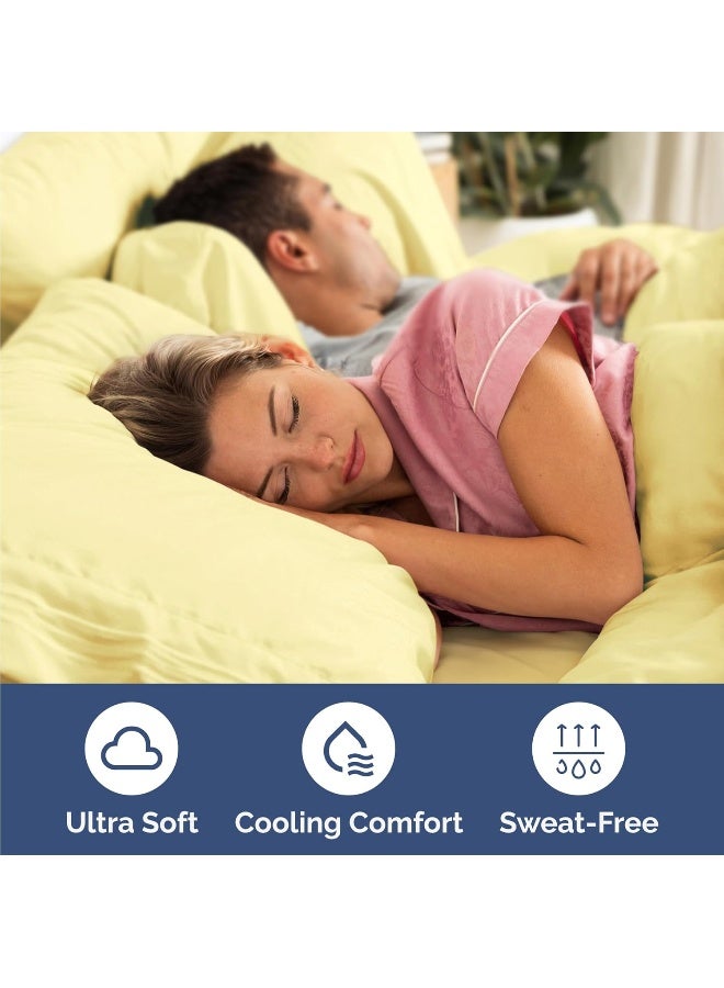 CGK Unlimited Twin Size 3 Piece Sheet Set - Comfy Breathable & Cooling Bed Sheets Set - Hotel Luxury Bedding for Women, Men, Kids & Teens - Deep Pockets, Easy Secure Fit, Soft and Wrinkle Free - Oeko-Tex - Yellow  - Image 4