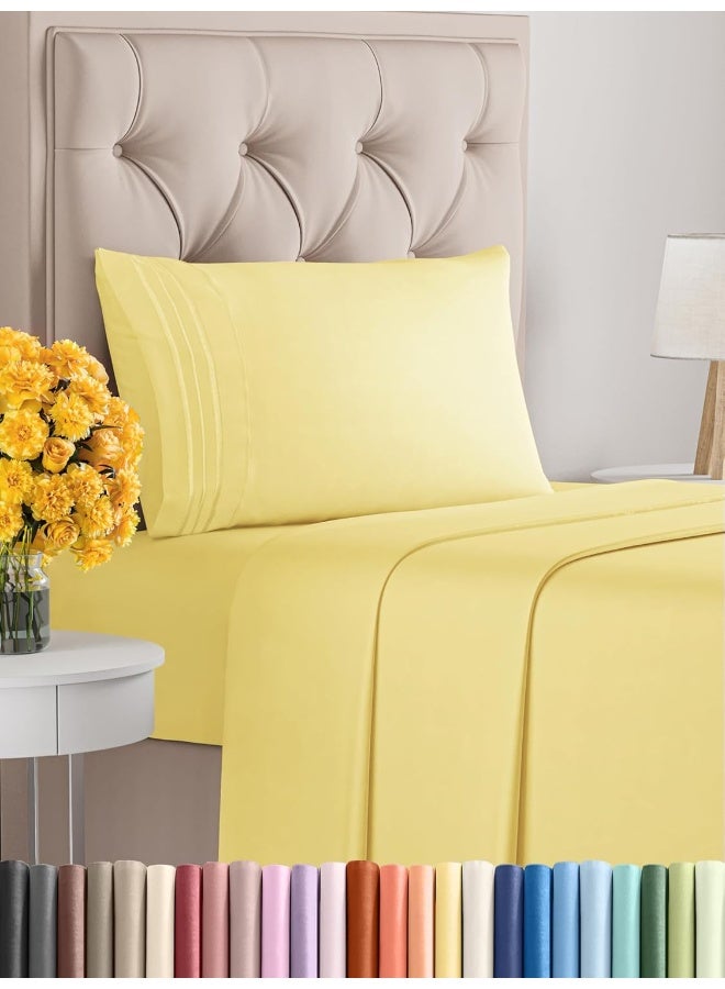 CGK Unlimited Twin Size 3 Piece Sheet Set - Comfy Breathable & Cooling Bed Sheets Set - Hotel Luxury Bedding for Women, Men, Kids & Teens - Deep Pockets, Easy Secure Fit, Soft and Wrinkle Free - Oeko-Tex - Yellow  - Image 1