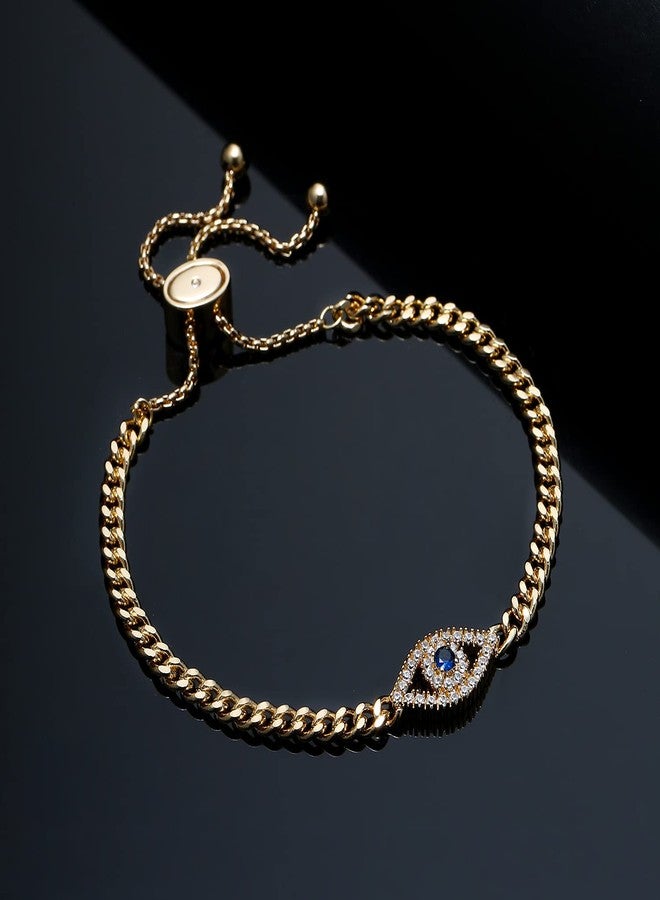 Apsvo 14k Gold Plated Anti Evil Eye Bracelets for Women Adjustable Blue Cubic Zirconia Dainty Third Eye Trendy Jewelry Pulseras de Mal de Ojo Turco Para Mujeres - Image 5