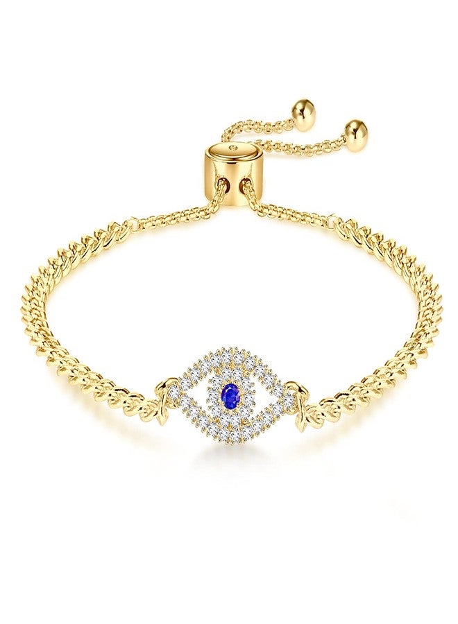 Apsvo 14k Gold Plated Anti Evil Eye Bracelets for Women Adjustable Blue Cubic Zirconia Dainty Third Eye Trendy Jewelry Pulseras de Mal de Ojo Turco Para Mujeres - Image 1