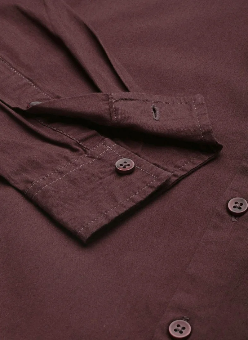 ذا انديان كراج كو Men Regular Fit Solid Full Sleeves Mandarin Collar Casual Shirt
