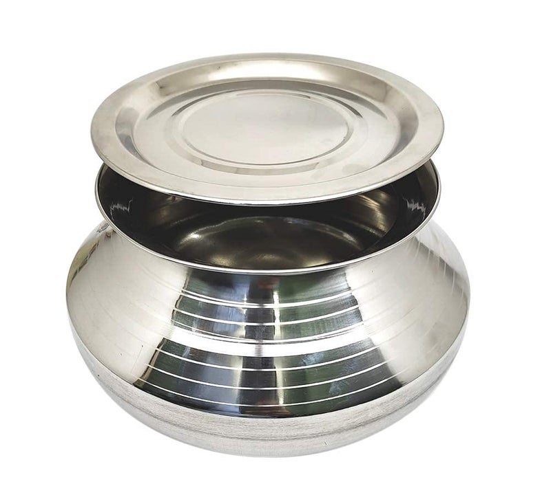 KITCART Small Stainless Steel Handi with Lid (Pongal Handi, 3500 ML, Dishwasher Safe) Handi 3.5 L with Lid (Stainless Steel) (3.5 Liter) - Image 3