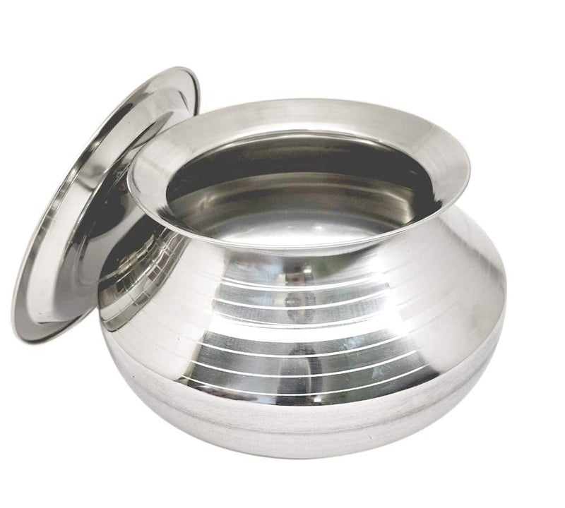 KITCART Small Stainless Steel Handi with Lid (Pongal Handi, 3500 ML, Dishwasher Safe) Handi 3.5 L with Lid (Stainless Steel) (3.5 Liter) - Image 1