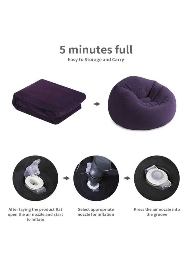 SKT Shiketro Bean Bag,Bean Bag Chair,Inflatable Bean Bag Sofa,Leisure Inflatable Bean Bag,Inflatable Recliner with Portable USB Wireless Pump,  Lazy Sofa,Portable Inflatable Bean Bag Chair,Foldable,PVC Flocking, Suitable For Bedroom Living Room - Image 4