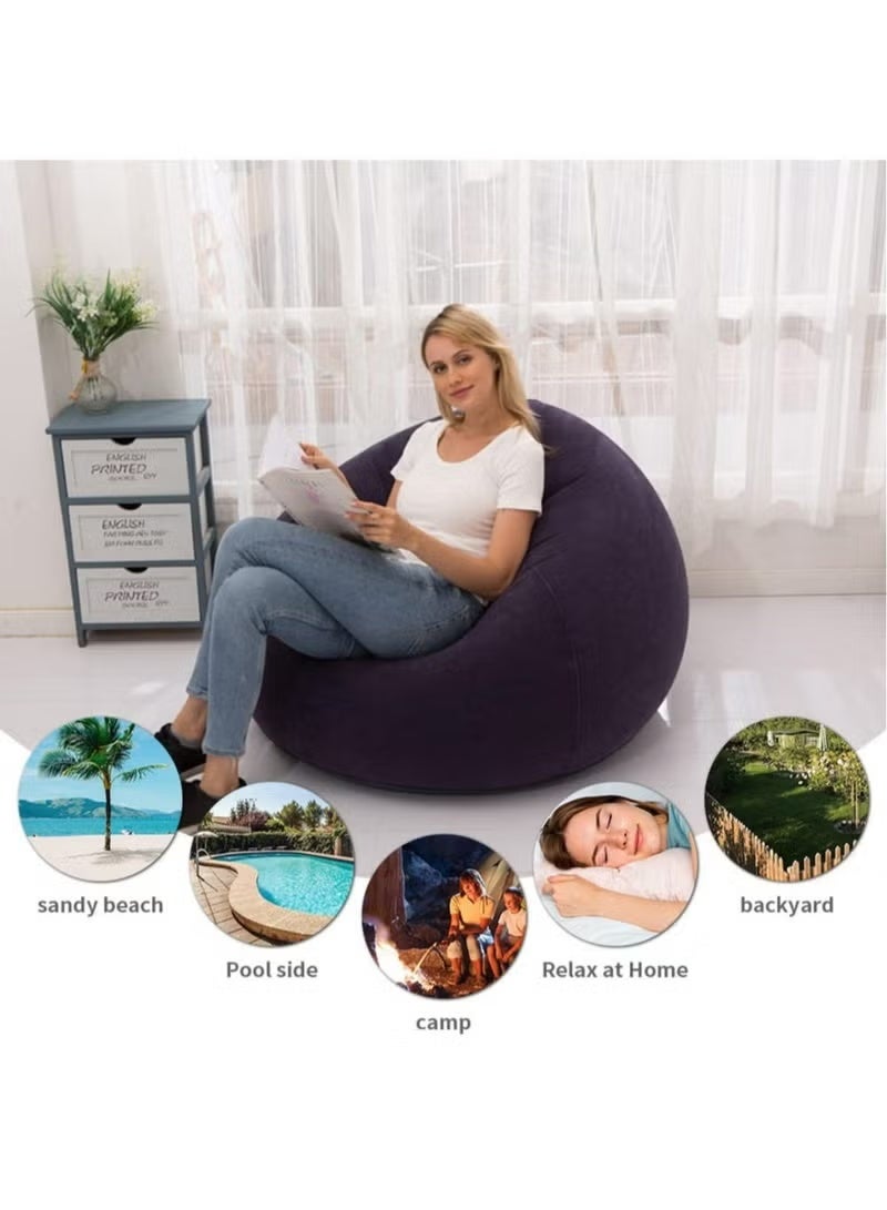 SKT Shiketro Bean Bag,Bean Bag Chair,Inflatable Bean Bag Sofa,Leisure Inflatable Bean Bag,Inflatable Recliner with Portable USB Wireless Pump,  Lazy Sofa,Portable Inflatable Bean Bag Chair,Foldable,PVC Flocking, Suitable For Bedroom Living Room - Image 3