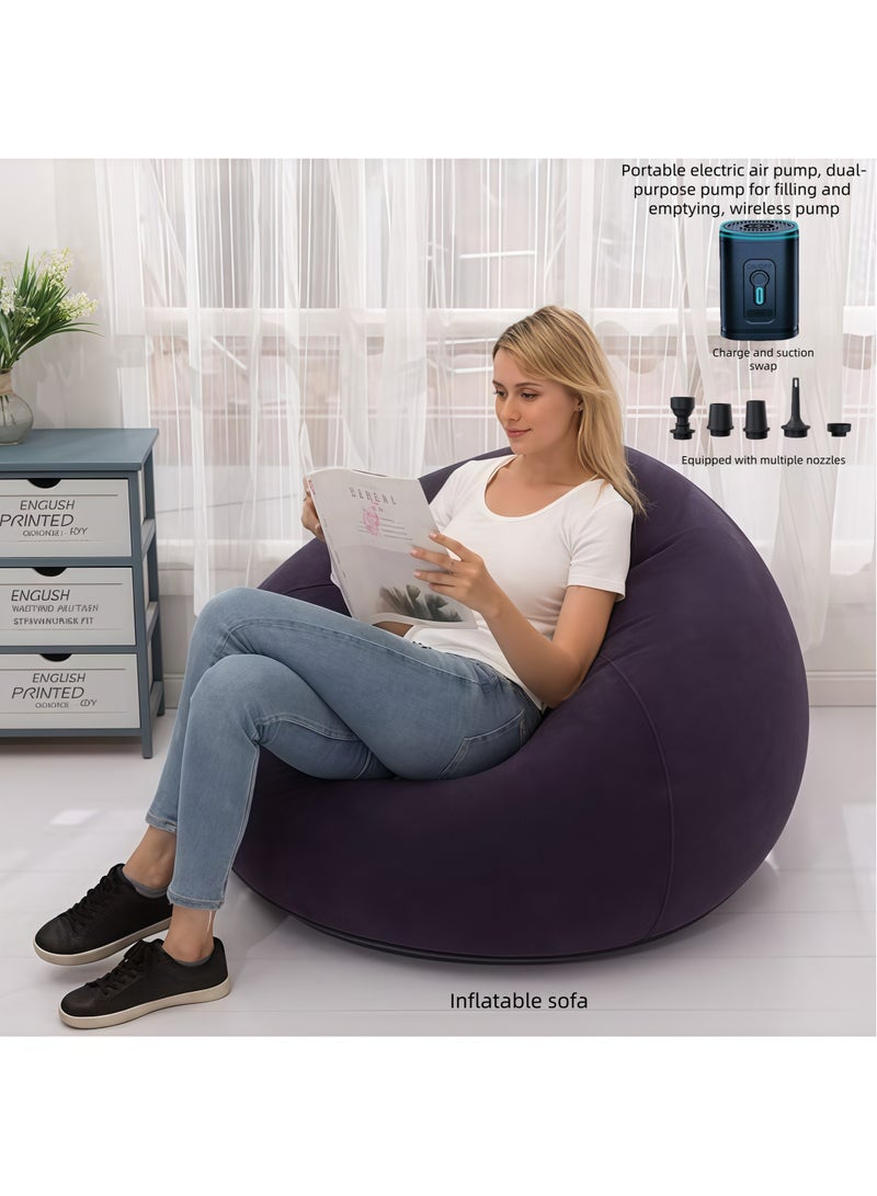 SKT Shiketro Bean Bag,Bean Bag Chair,Inflatable Bean Bag Sofa,Leisure Inflatable Bean Bag,Inflatable Recliner with Portable USB Wireless Pump,  Lazy Sofa,Portable Inflatable Bean Bag Chair,Foldable,PVC Flocking, Suitable For Bedroom Living Room - Image 1