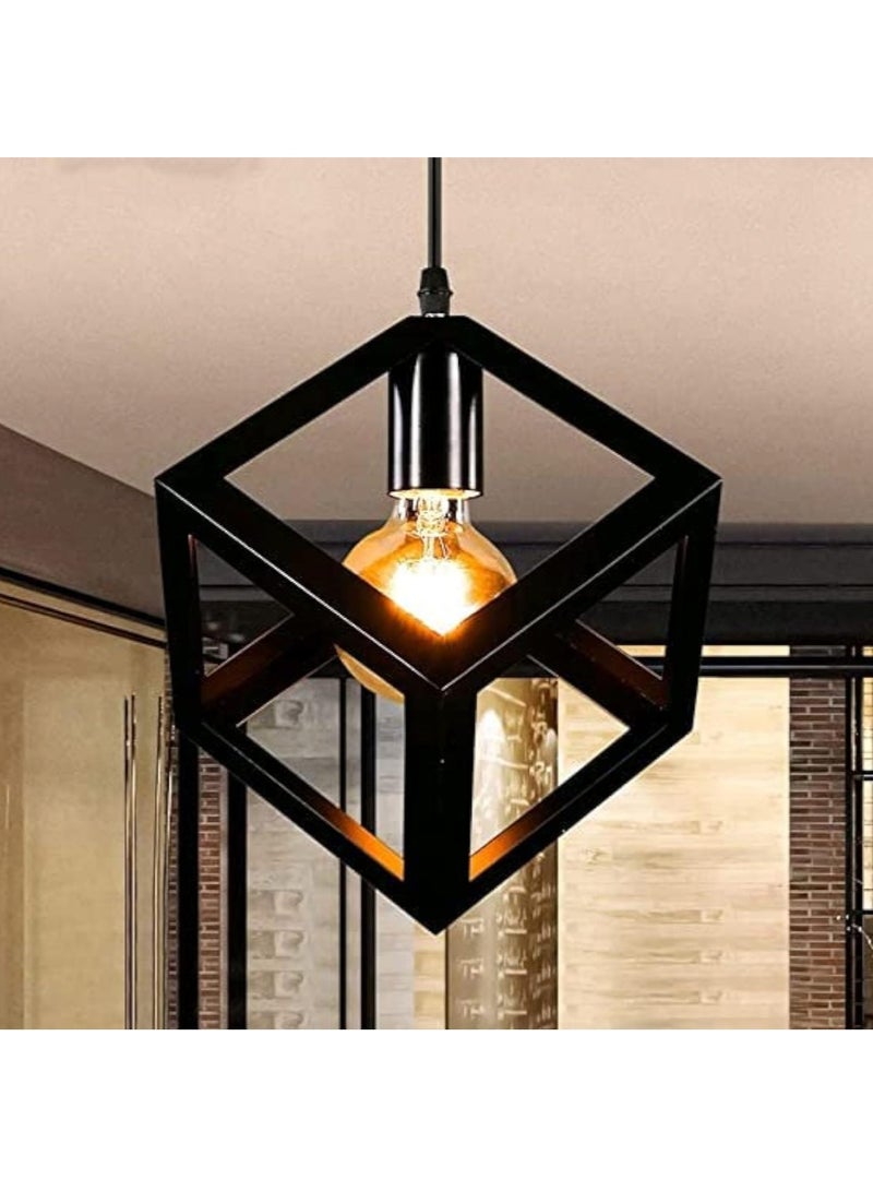 Modern Cube Ceiling Pendant Light, Black  - Image 1