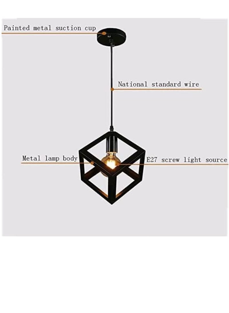 Modern Cube Ceiling Pendant Light, Black  - Image 3