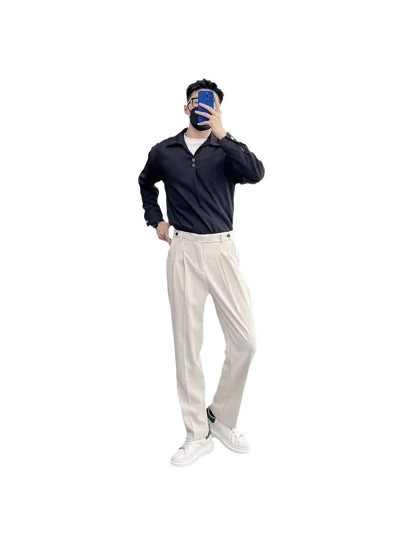 Generic - Italian Slim Straight Casual Mens Trousers Apricot - Image 1