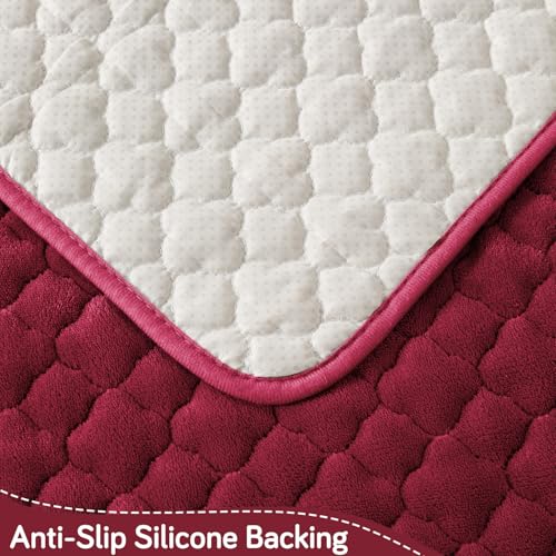 HOKIPO 'Diamond Plush' Premium Quilted Anti Slip Sofa Cover Mats for L Shape and 1/2/3 Seater Sofa. Make Your Own Sofa Cover Set, 70(D) x 60(L) cm, Wine (AR-5895-WINE) - Image 4