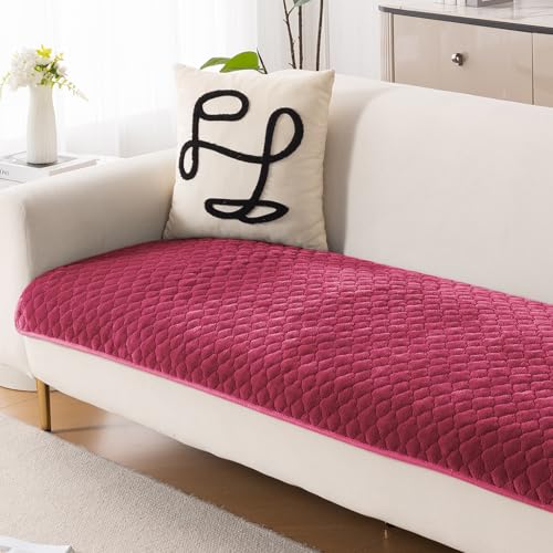 HOKIPO 'Diamond Plush' Premium Quilted Anti Slip Sofa Cover Mats for L Shape and 1/2/3 Seater Sofa. Make Your Own Sofa Cover Set, 70(D) x 60(L) cm, Wine (AR-5895-WINE) - Image 1