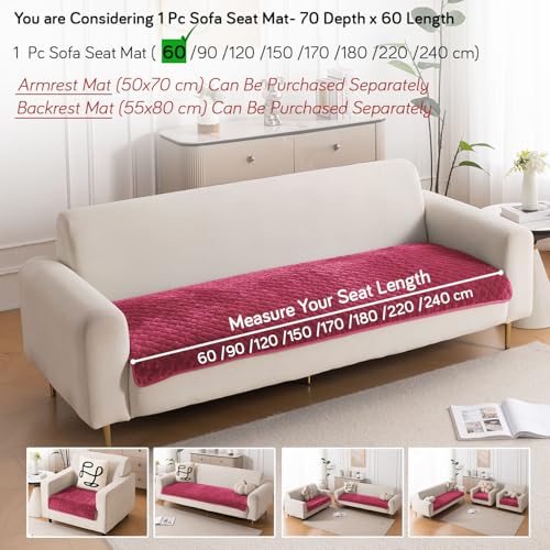 HOKIPO 'Diamond Plush' Premium Quilted Anti Slip Sofa Cover Mats for L Shape and 1/2/3 Seater Sofa. Make Your Own Sofa Cover Set, 70(D) x 60(L) cm, Wine (AR-5895-WINE) - Image 5