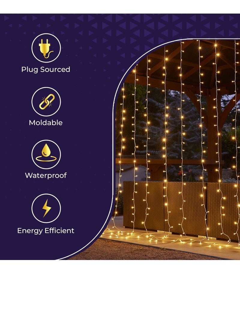 JIHAM 300 LED String Lights Warm White Decorative Fairy Lights Waterproof Indoor Outdoor Curtain Lights with Controller Plug Powered for Home Garden Christmas Wedding Party Balcony Wall Tree Decoration Lighting - Image 4