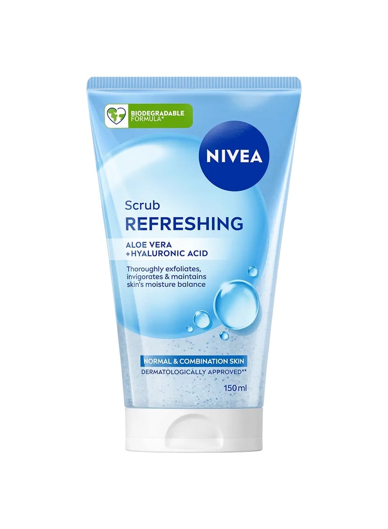 Refreshing Face Scrub with Aloe Vera & Hyaluronic Acid - Exfoliating Scrub Tube (150ml)