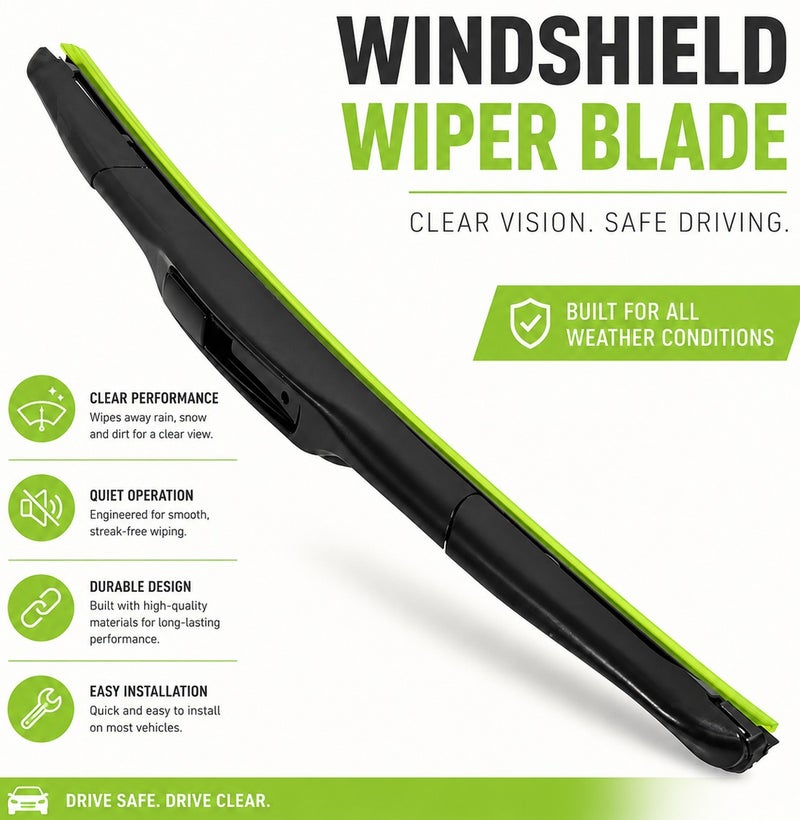 HANSA 16 Inch (410mm) All Weather Hybrid Windshield Wiper Blade, Silicone Coated Windshield Wiper, Universal Car Wiper Blade, Streak Free Quiet Wiping, Durable Rubber Wiper for Rain, Snow, Dust, Fog, Easy Install Replacement Wiper Blade for Cars, SUVs and Light Vehicles  Erpc WP 10228 . - Image 3