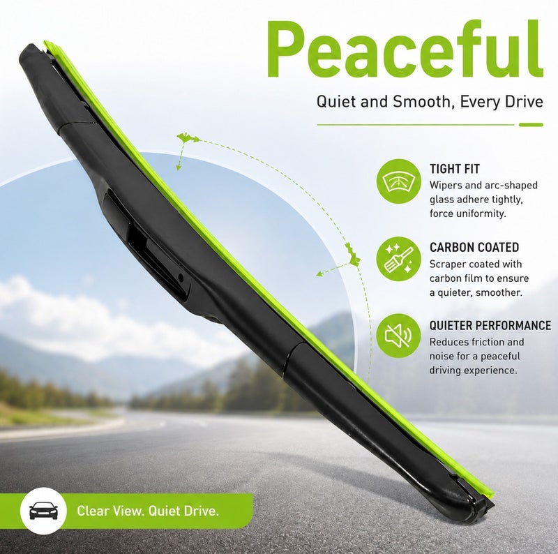 HANSA 16 Inch (410mm) All Weather Hybrid Windshield Wiper Blade, Silicone Coated Windshield Wiper, Universal Car Wiper Blade, Streak Free Quiet Wiping, Durable Rubber Wiper for Rain, Snow, Dust, Fog, Easy Install Replacement Wiper Blade for Cars, SUVs and Light Vehicles  Erpc WP 10228 . - Image 4