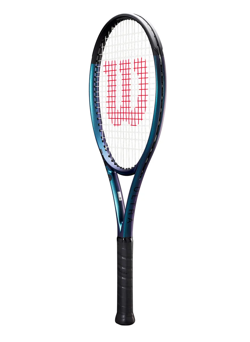 Wilson Ultra 100 V4 Tennis Racket, Head 100, 16X19, Adults, Intermediate/ Advanced - Black/ Blue/ Purple