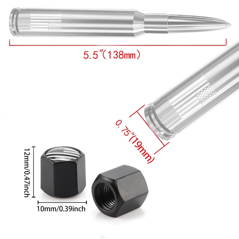 HVSTTPK Car Truck Antenna with Valve Stem Caps, Universal Antenna Mast for GM Chevy Silverado 1500 2500 3500 HD Avalanche Ford F150 F250 F350 Denali Heavy Duty Pickup Jeep Trucks Accessories (Chrome) - Image 5