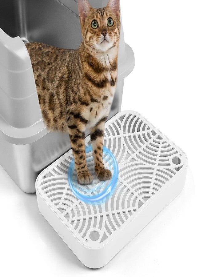 Bartuke Cat Litter Box Ramp, Litter Box Step Mat with Filter Function for Self-Cleaning Cat Litter Box, Easy to Clean, Cats Pedal Step Stool Ideal for Kitten & Elderly Cats (White) - Image 1