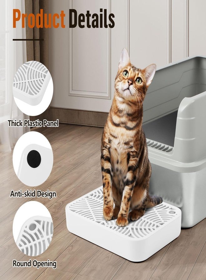 Bartuke Cat Litter Box Ramp, Litter Box Step Mat with Filter Function for Self-Cleaning Cat Litter Box, Easy to Clean, Cats Pedal Step Stool Ideal for Kitten & Elderly Cats (White) - Image 4