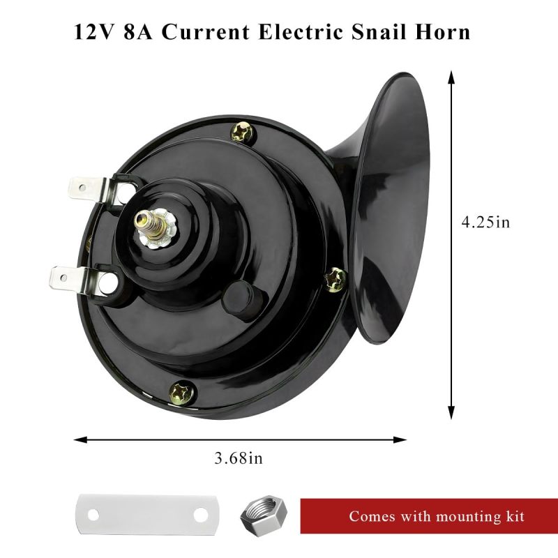 Electric Horn: 12V 105-115 Db Waterproof High-Tone Design - Vortex Snail Cavity Air Horn for 12V Cars Trucks SUVs Motorcycles Boats - Image 2