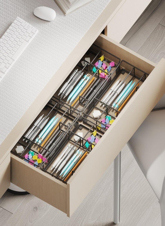 Becomrock Desk Drawer Organizer Tray, Mesh Desk Organizer, Office Drawer Organizer, Desk Accessories & Workspace Organizers, Suitable for Tools, Pencils, Office Supplies Storage(Black) - Image 3