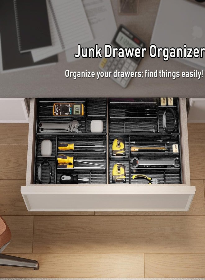 Becomrock Desk Drawer Organizer Tray, Mesh Desk Organizer, Office Drawer Organizer, Desk Accessories & Workspace Organizers, Suitable for Tools, Pencils, Office Supplies Storage(Black) - Image 2