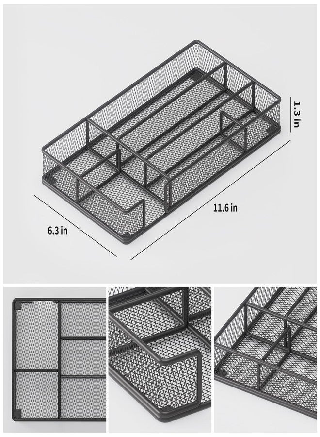 Becomrock Desk Drawer Organizer Tray, Mesh Desk Organizer, Office Drawer Organizer, Desk Accessories & Workspace Organizers, Suitable for Tools, Pencils, Office Supplies Storage(Black) - Image 4
