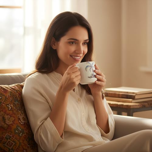 UPC U.P.C. Ceramic Tea Cups Set of 6| Microwave & Dishwasher Safe Cup Set of 6 for Tea & Coffee | Premium Coffee Mugs Set of 6 | Stylish Cups & Mugs for Home & Office with Bone-Ash Free-150ml. - Image 4