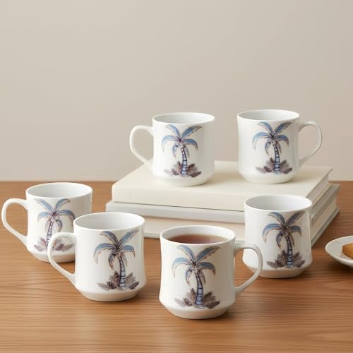 UPC U.P.C. Ceramic Tea Cups Set of 6| Microwave & Dishwasher Safe Cup Set of 6 for Tea & Coffee | Premium Coffee Mugs Set of 6 | Stylish Cups & Mugs for Home & Office with Bone-Ash Free-150ml. - Image 3