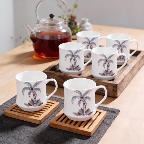 UPC U.P.C. Ceramic Tea Cups Set of 6| Microwave & Dishwasher Safe Cup Set of 6 for Tea & Coffee | Premium Coffee Mugs Set of 6 | Stylish Cups & Mugs for Home & Office with Bone-Ash Free-150ml. - Image 1