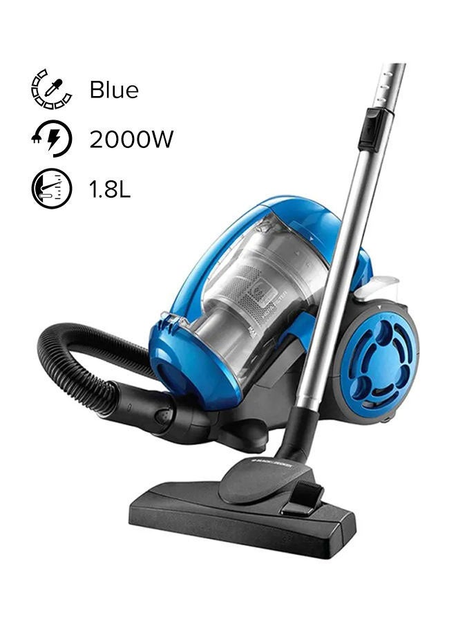 BLACK+DECKER Bagless Cyclonic Vacuum Cleaner with 6 Stage Filteration and HEPA Filter 1.8 L 2000 W VM2825-B5 Blue - Image 1