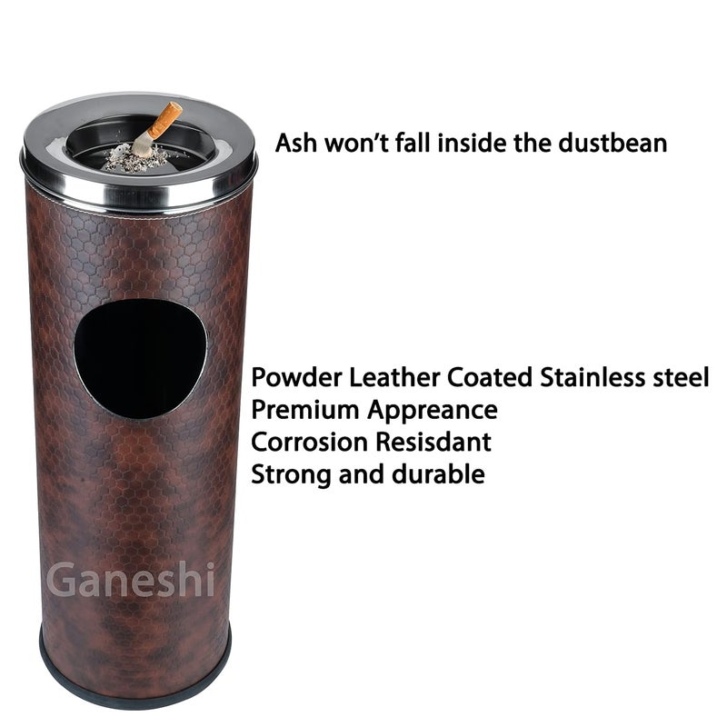 Ganeshi Ganeshi Stainless Steel Leather Coating Ash Can Dustbin for Office and Home20Liter  - Image 3