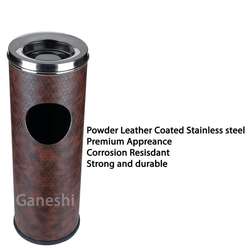 Ganeshi Ganeshi Stainless Steel Leather Coating Ash Can Dustbin for Office and Home20Liter  - Image 4