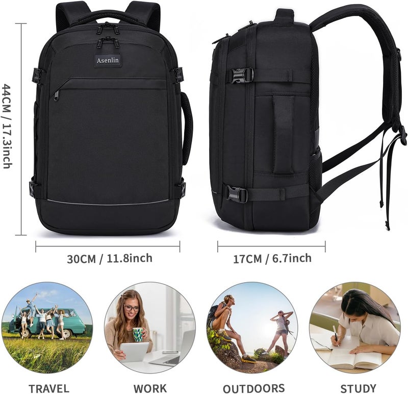 Asenlin 40L Travel Backpack for Women Men，17 Inch Laptop Daypack Flight Approved Luggage Carry On Water Resistant Computer Bag - Image 3