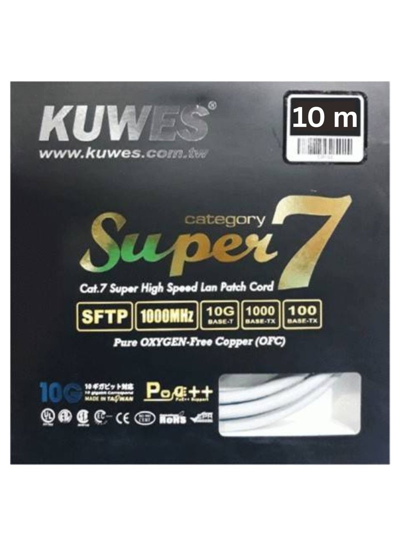 Kuwes C7P-02 Super High Speed Lan Patch Ethernet Network Cable 10 Metr - Image 1