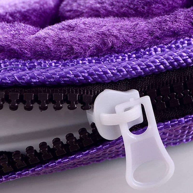 Brown Washable Toilet Seat Cover Pad Soft Cushioned Warmer With Zipper Closure - Image 3