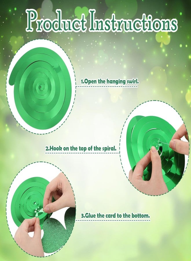 Chivertion 32 Pcs St. Patrick's Day Party Decorations Double-Sided Glitter Green Shamrock Hanging Swirls Decor Streamer Ceiling Swirl for Lucky Irish Day Party Supplies Photo Prop Decoration - Image 4