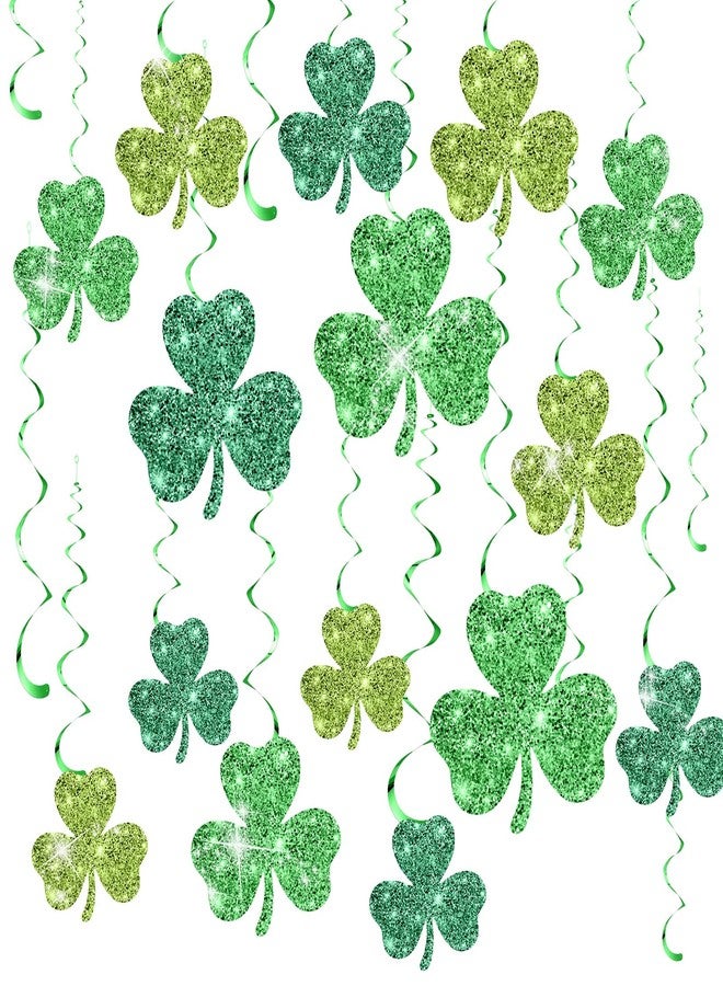 Chivertion 32 Pcs St. Patrick's Day Party Decorations Double-Sided Glitter Green Shamrock Hanging Swirls Decor Streamer Ceiling Swirl for Lucky Irish Day Party Supplies Photo Prop Decoration - Image 1
