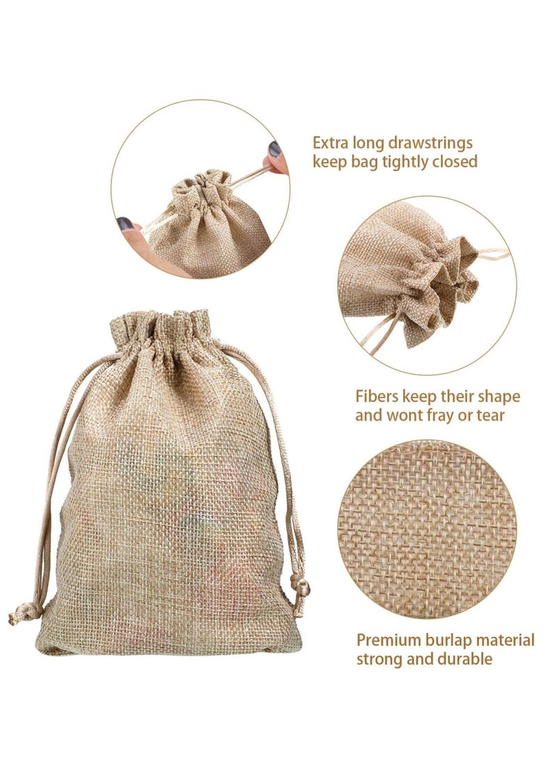 50-Pieces 16x23 Cm Linen Burlap Sheer Bag Organza Bag Burlap Bags With Drawstring For Wedding Party Favors Cosmetic Samples Goodies Mesh Pouch (Flaxen) - Image 3