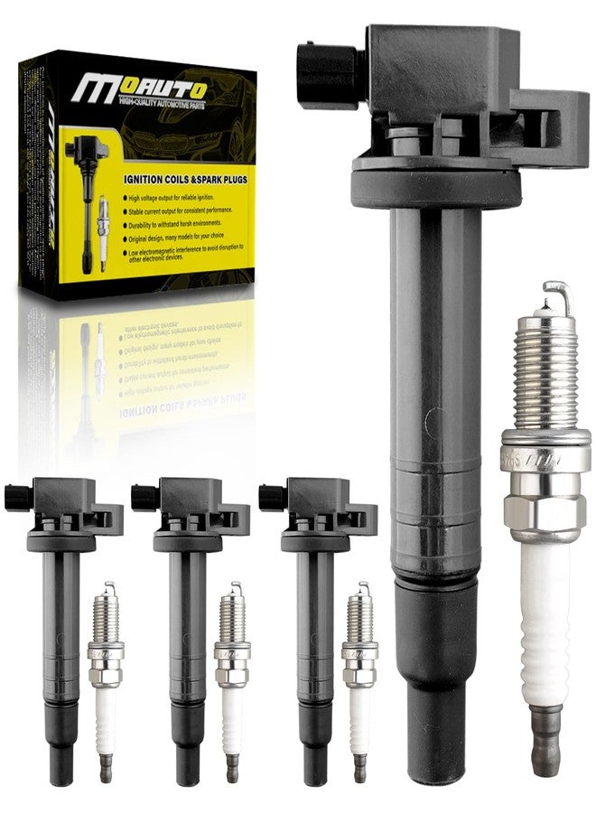 MOAUTO Set of 4 Ignition Coils Pack UF316 90919-02240 & 4 PCS Iridium Spark Plugs Compatible with Scion Toyota XA XB Yaris Echo Prius Camry - L4 1.5L - Image 1