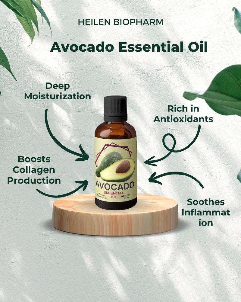 Heilen Biopharm Heilen Biopharm Avocado Essential Oil 50 mL Per Bottle Pack of 1 For Skin Nourishment texture improvement Persea Americana  - Image 3