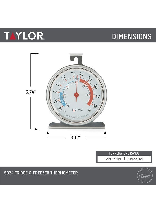 Taylor 5924 Large Dial Kitchen Refrigerator and Freezer Kitchen Analog Thermometer, 3 Inch Dial,Silver, 1 Count (Pack of 1) - Image 2