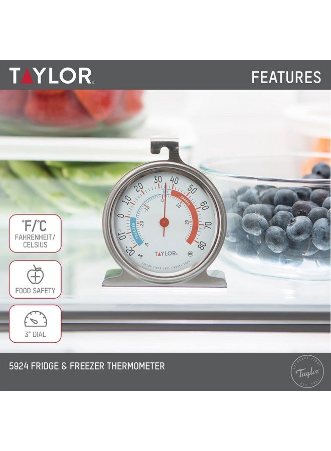 Taylor 5924 Large Dial Kitchen Refrigerator and Freezer Kitchen Analog Thermometer, 3 Inch Dial,Silver, 1 Count (Pack of 1) - Image 4
