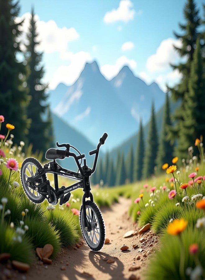 Pxiryanlow Black 1/18 Diecast Bike Action Figure Toy,Mini Finger Mountain Bike Bicycle Art Crafts Desktop Decor Finger Bikes - Image 3