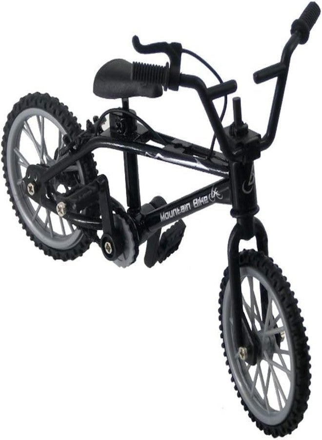 Pxiryanlow Black 1/18 Diecast Bike Action Figure Toy,Mini Finger Mountain Bike Bicycle Art Crafts Desktop Decor Finger Bikes - Image 1