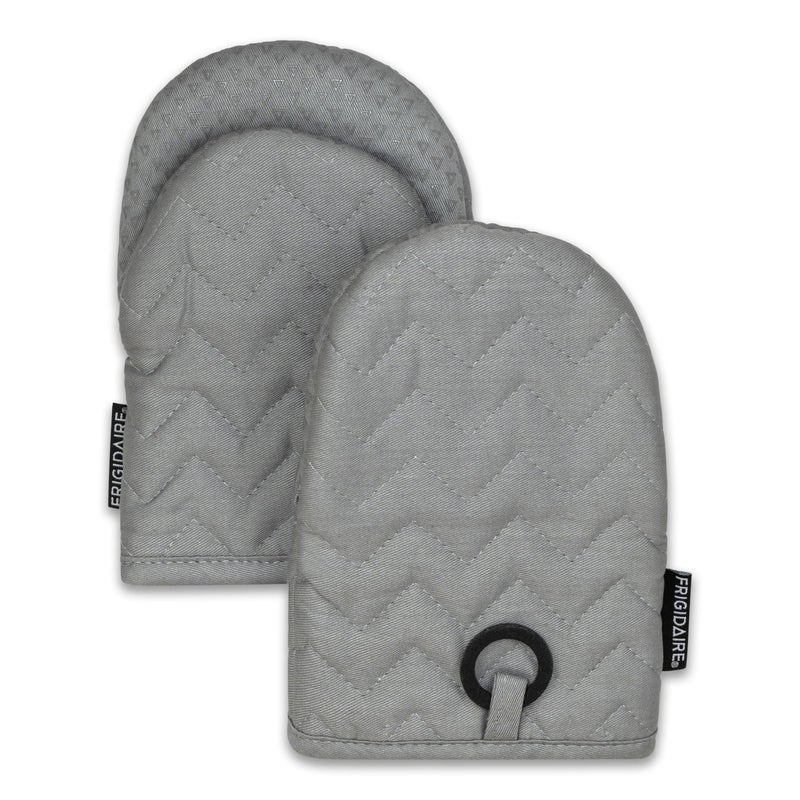 Frigidaire Kelly 2-Pack Cotton and Neoprene Mini Oven Mitts, Heat Resistant, Anti-Slip, Machine Washable, 5.25" x 8", Grey, Set of 2 - Image 1